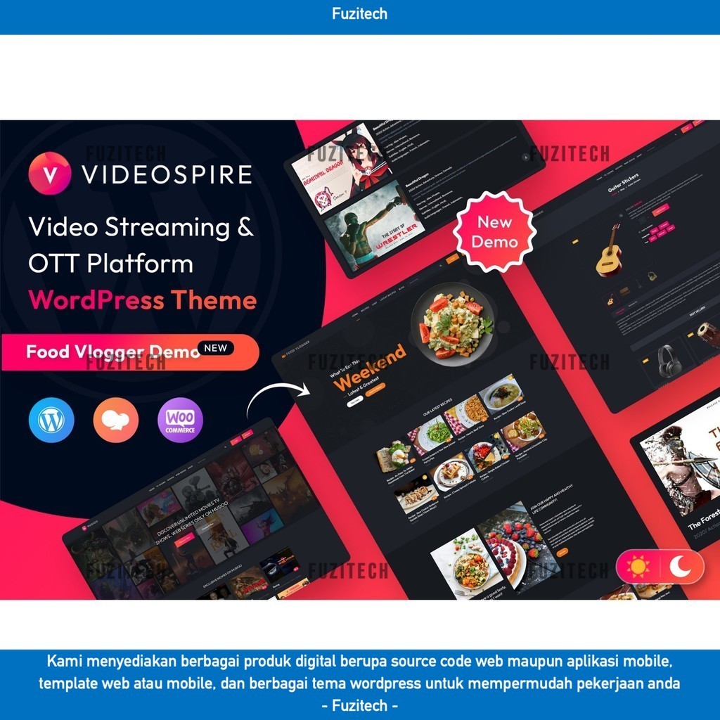 TEMA WORDPRESS VIDEOSPIRE BLOG/VLOG STREAMING   D5740 TEMPLATE WEB BY FUZITECH ORIGINAL