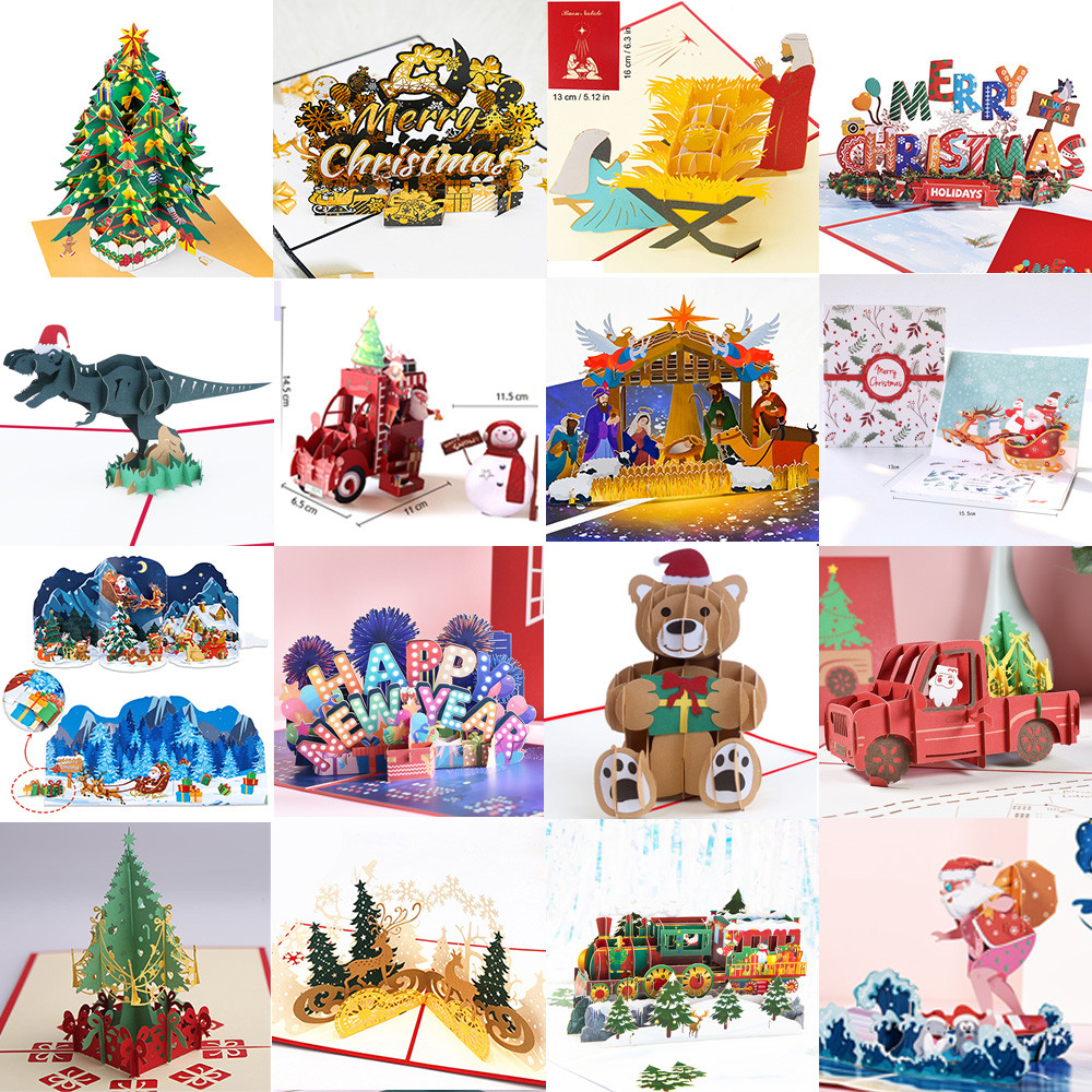 

New Original 3D Pop UP Santa Cards Marry Greeting Card Party Invitations Gifts New Year Gift Card Anniversary Postcard