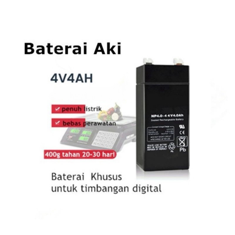 BATERAI AKI KERING 4V 4AH / 4V 3,5AH Baterai Timbangan Digital QME DLL 150KG, 300KG, DIGITAL LAMPU D