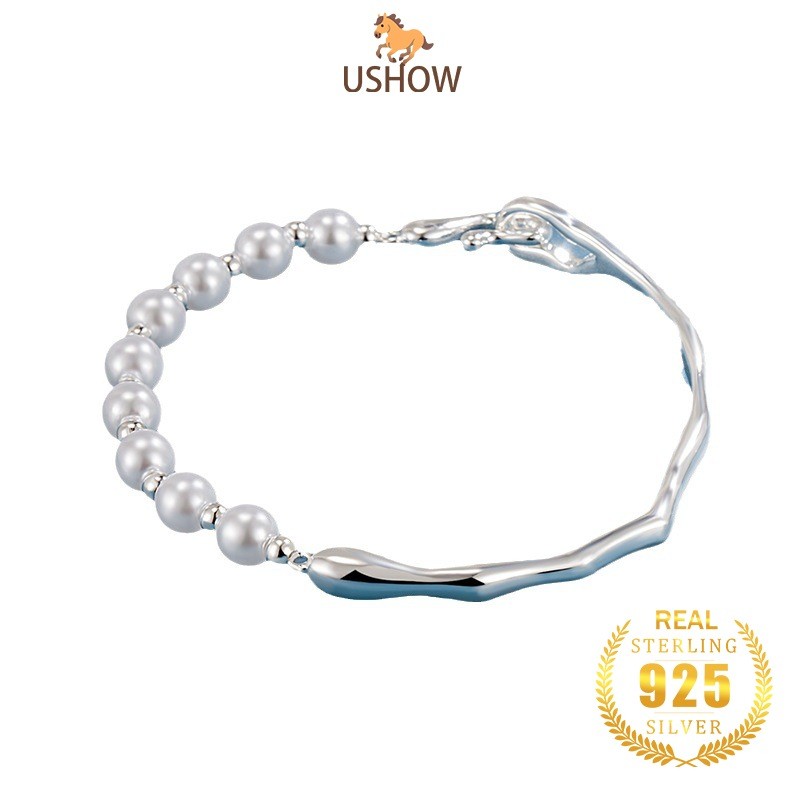 USHOW Gelang Bambu Mutiara Perak 925 Untuk Wanita