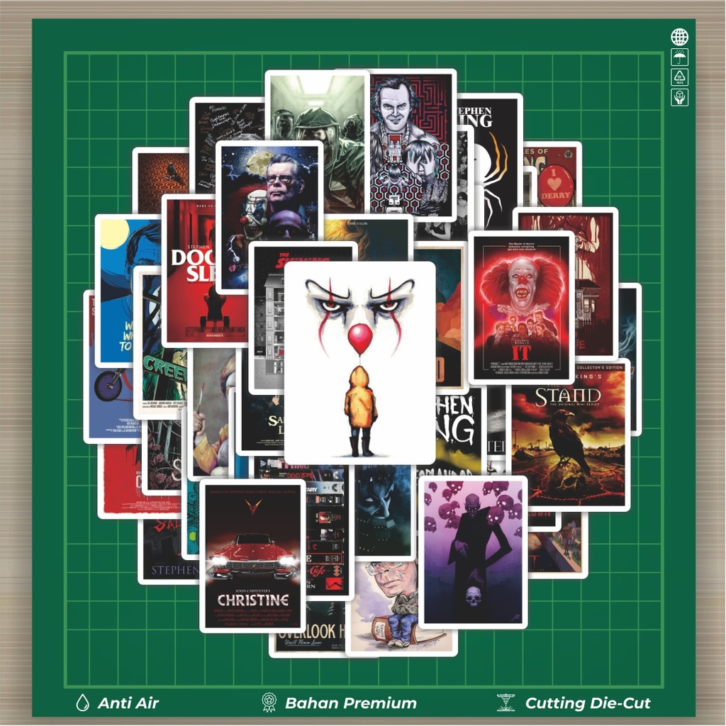 

HOT 50 PCS STIKER Stiker Poster Film/Novel Karya Stephen King Stiker Fashion Cars Decal Dingin Kartu Album Custom Vinyl Anti Air- Sticker Aesthetic Buku Journal Koper Casing HP Tablet Laptop Helm Motor Botol Minum