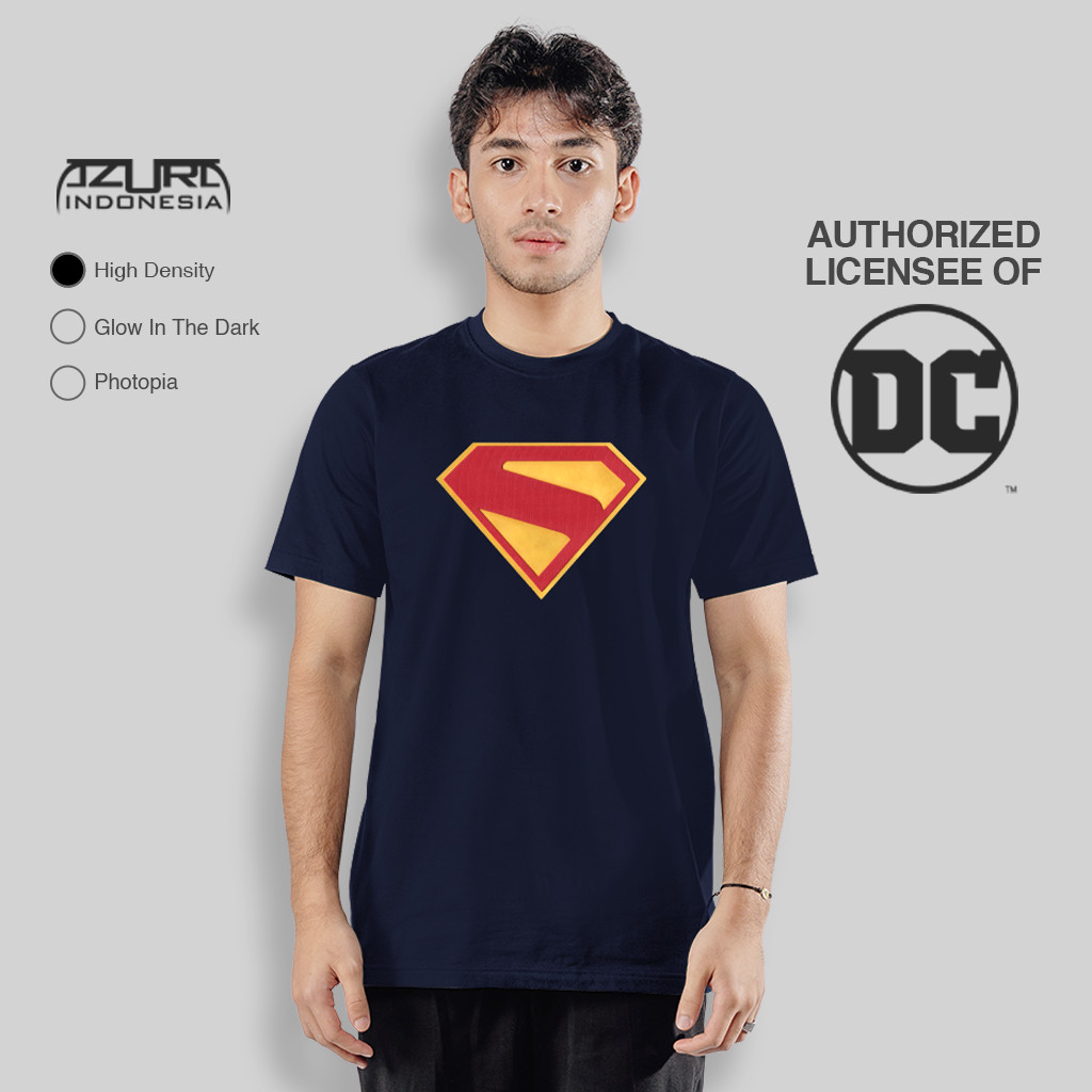 Azura Tshirt DC Comics Original Superman 2025 Logo Motif Stitch Colour Navy