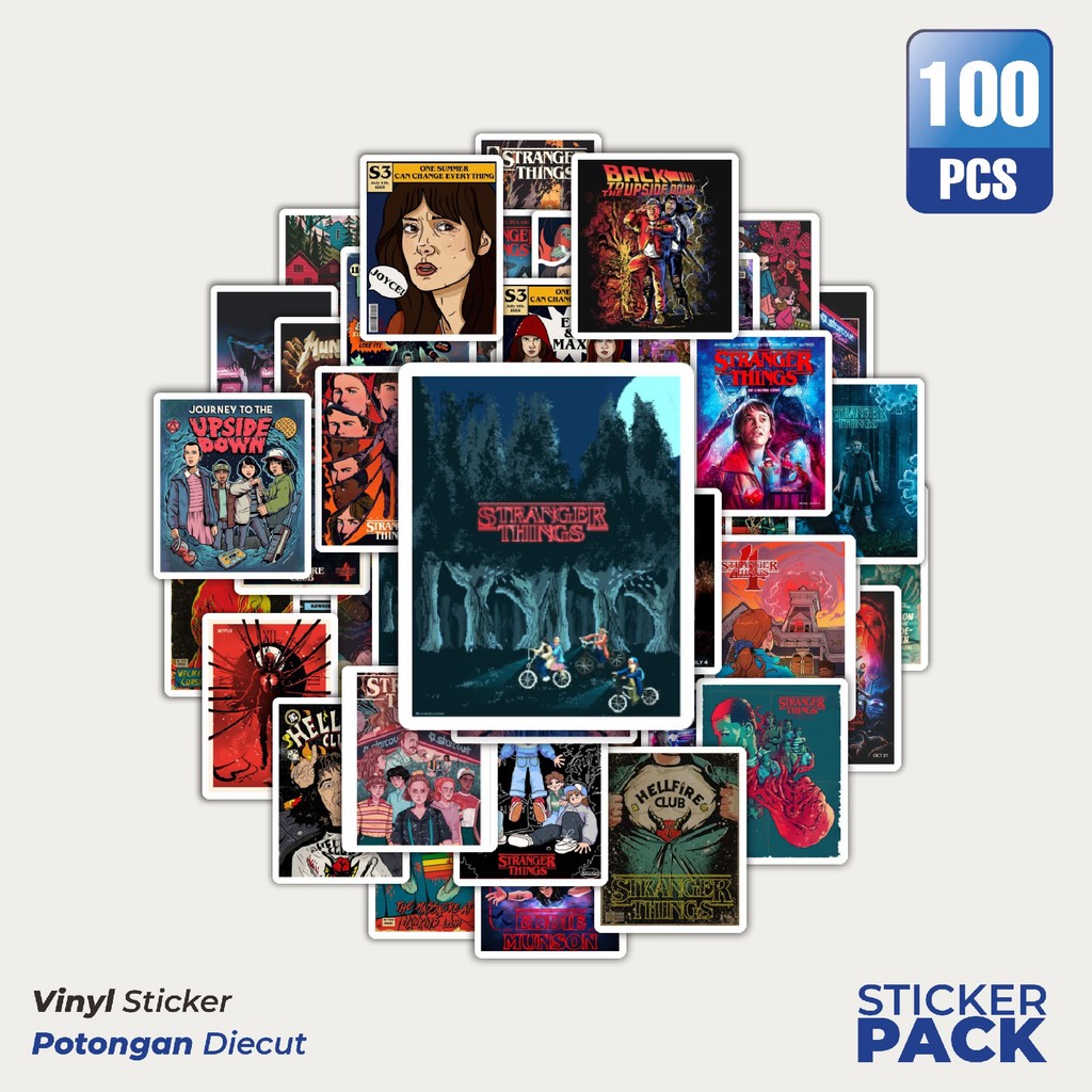 

MURAH 100 PCS Stiker ★ Stranger Things v4 Waterproof Aesthetic- Untuk Laptop, Motor, dan Helm - Paper Stationery Pack