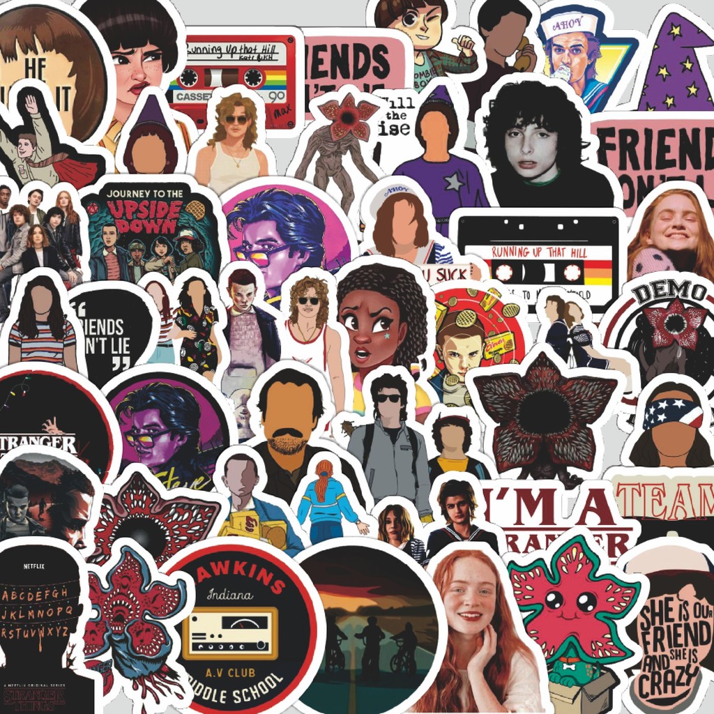 

Stiker Cutting Pack Stiker Stranger Things v3 Isi 100Pcs Series Aesthetic Lucu Keren Untuk Koper Bahan Vynil