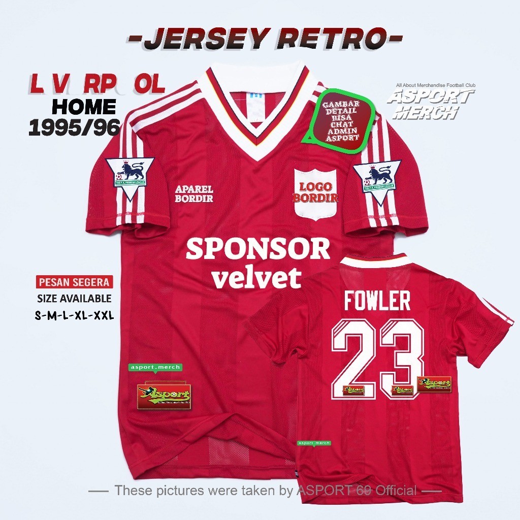 ASPORT LIVERPOOL RETRO HOME 1995 1996  RETRO LFC HOME 95 96 VINTAGE