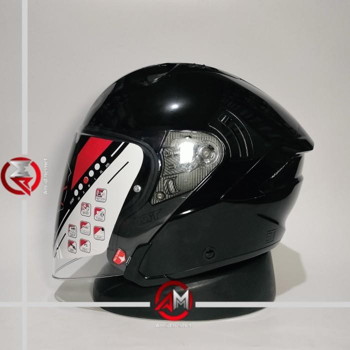 HELM KYT NFJ SOLID BLACK GLOSSY HALF FACE - GLOSSY BLACK, M