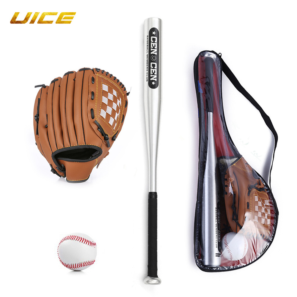 Aluminum Baseball Bat Set 25Inch With Glove&Baseballs For Softball Self Defense Batting Practice Pic