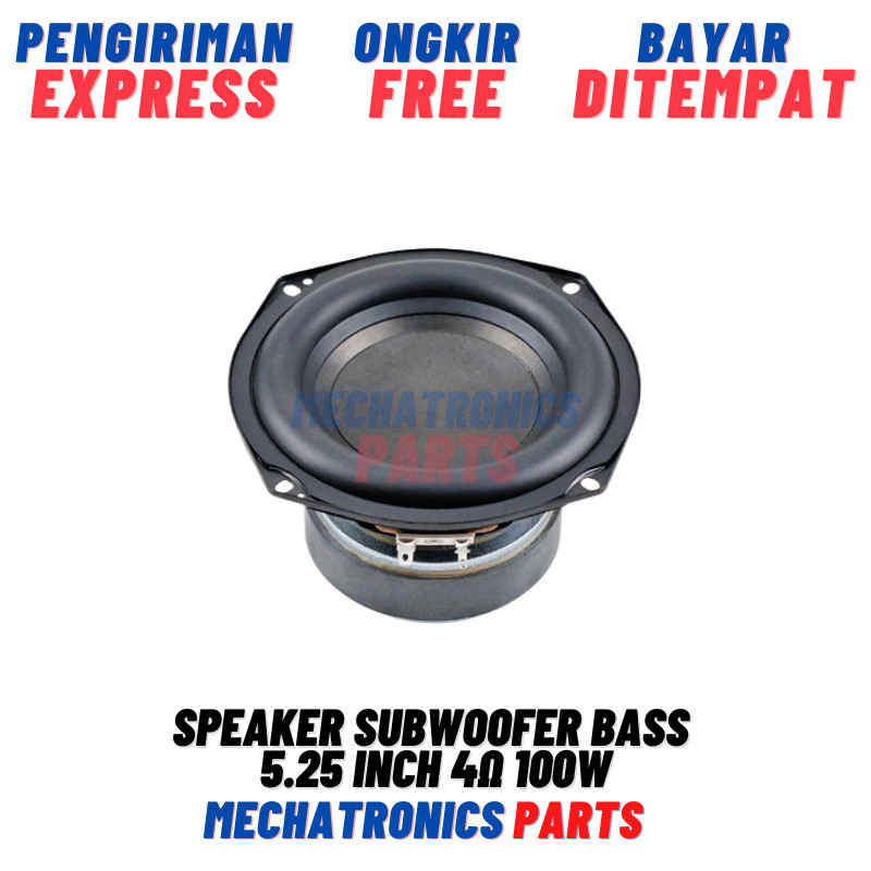 1 Buah Speaker Subwoofer Bass 5.25 Inch 4Ω 100W 5.25" 4 Ohm 100 Watt HiFi Karet Besar Mobil Car Spea