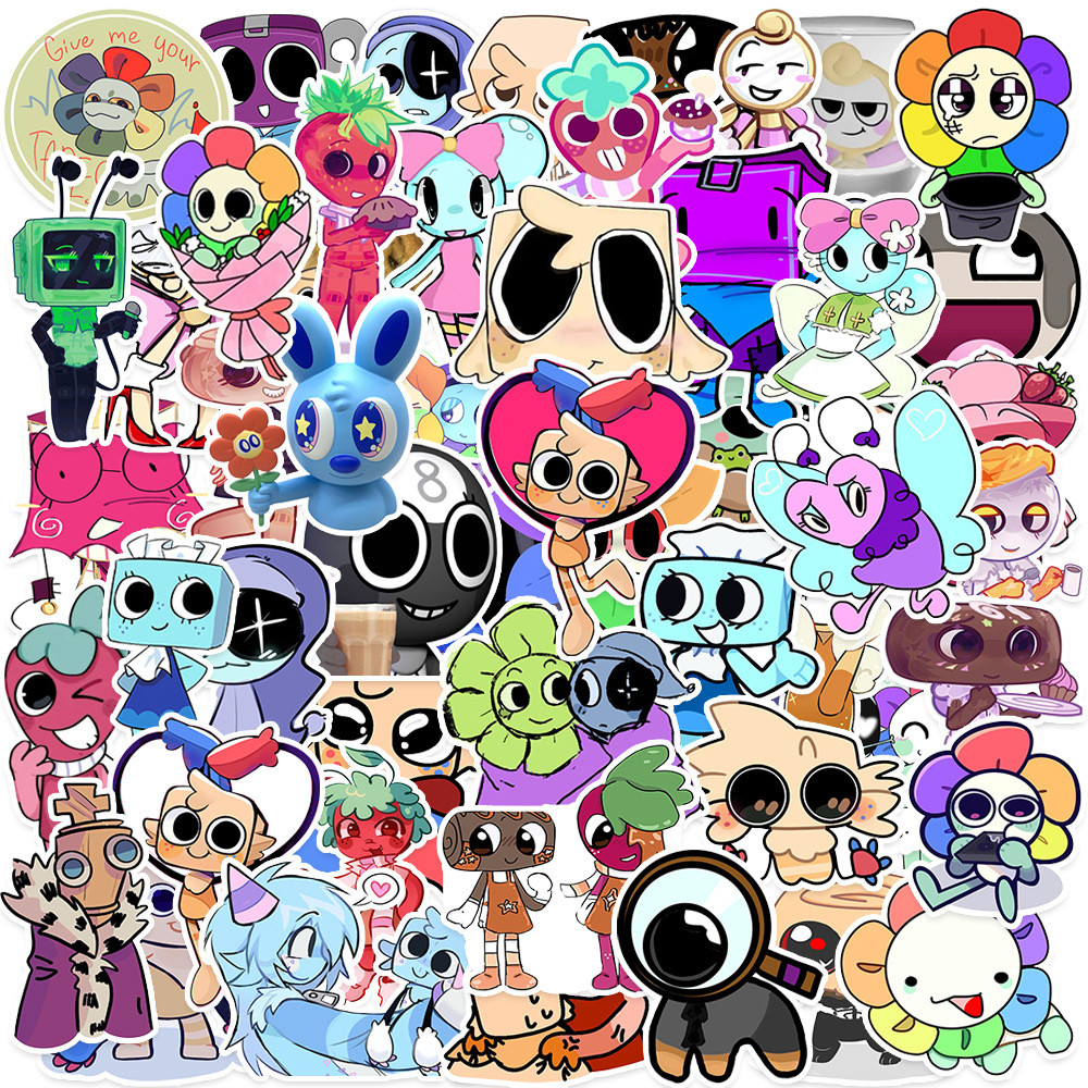 

50PCS Funny Dandys World Cartoon Stickers DIY Decoration Waterproof Skateboard Notebook Luggage Laptop Phone Fridge Decals