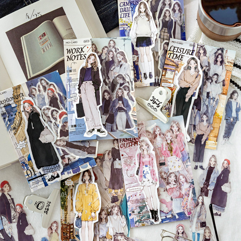 

90pcs Today's Wear Series PET stickers handbook material collage DIY envelope postcard diary notebook calendar scrapbook journal