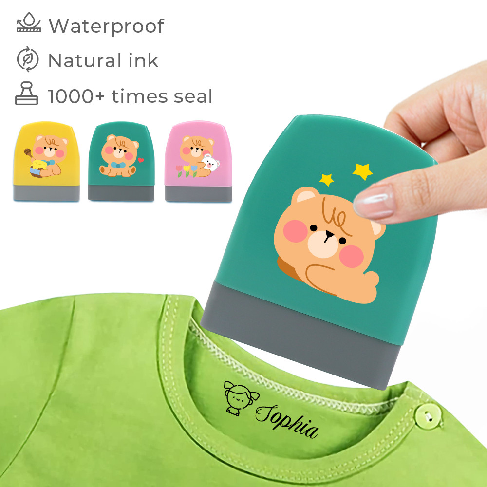 

Creative Cartoon Cute Bear Custom Baby Name Stamp Baby Engraved Waterproof Non-Fading Kindergarten Cartoon Clothing Name Seal