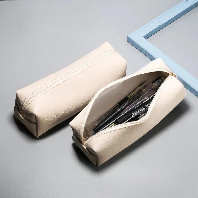 

Large Capacity PU Leather Pencil Bag Stationery Holder Case Storage Box Zipper Pencil Pouch Student School Supplies