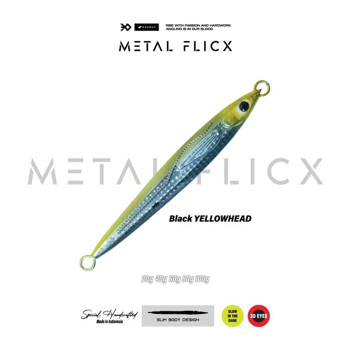 Exodus Metal Flicx | Metal Jig | 20g, 40g, 60g, 80g, 100g - BlackYellowhead, 100g