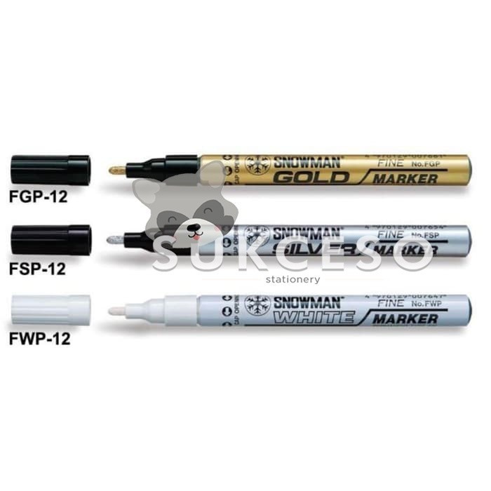

Snowman Permanent Paint Marker F (Gold, Silver & White) FINE TIP