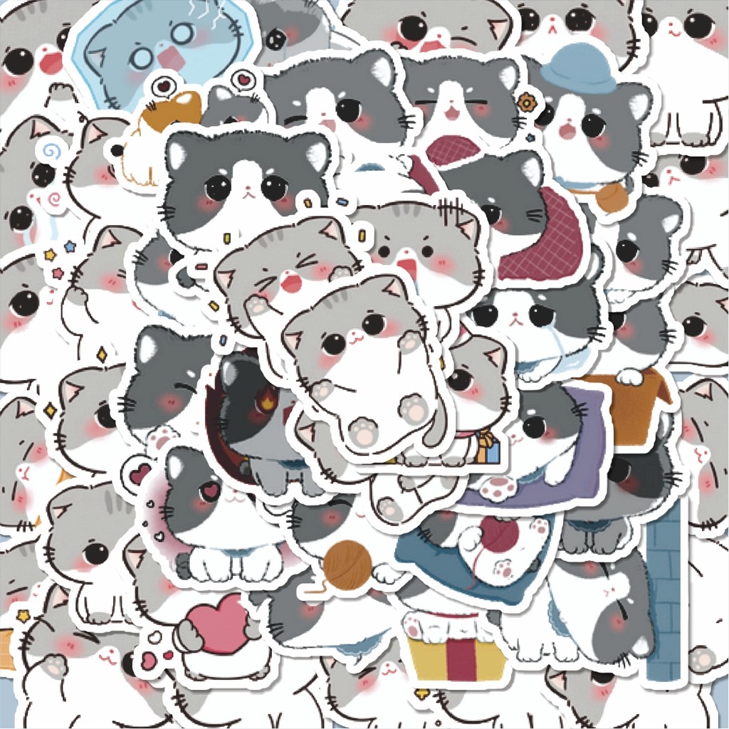 

100PCS Lucu Stiker Kawaii Kittens Series [Anak Kucing Lucu] Stiker Aesthetic Stiker Anti Air Stikers Berperekat Waterproof sticker decal buat Motor Helm Buku Journal Koper Casing HP Laptop Botol Minum Hadiah anak