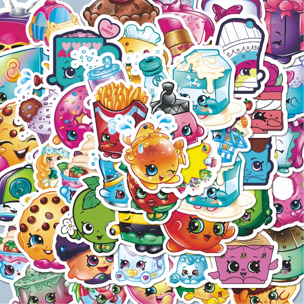 

100PCS Lucu Stiker Shopkins Versi 2 Stiker Aesthetic Stiker Anti Air Stikers Berperekat Waterproof sticker decal buat Motor Helm Buku Journal Koper Casing HP Laptop Botol Minum Hadiah anak