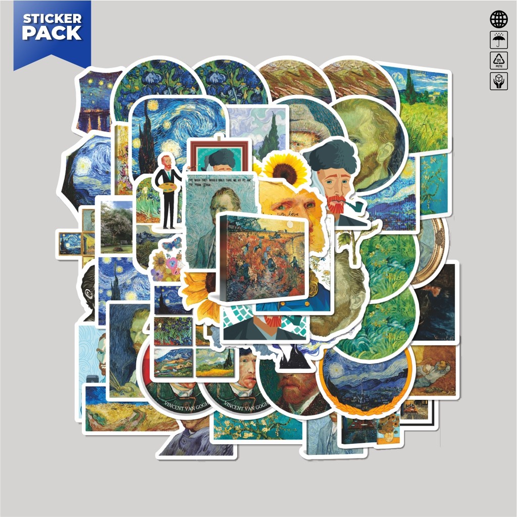 

[100PCS]Stiker Pack Stiker Van Gogh Art Q-2 Mini Diary Manual Aesthetic Vinyl Anti Air Dekorasi Sticker Laptop Buku Journal Koper Helm Casing HP Gitar Helm Skateboard