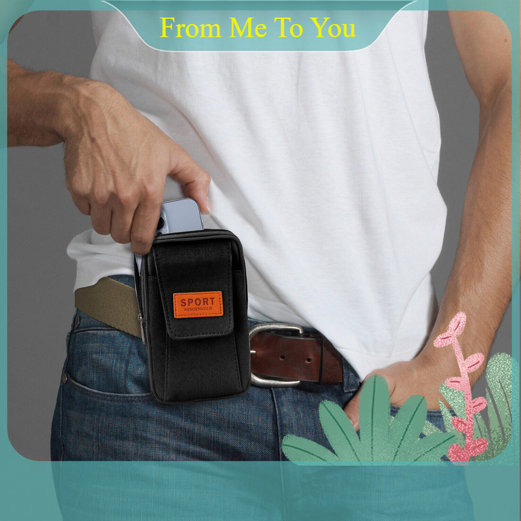 Waist Bag Pria Wanita SPORT WENGENAXILIE Canvas 2 Layer | Tas Pinggang Mini Olahraga Fashion Anti Ma