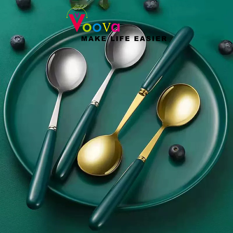 VOOVA Alat Makan Stainless Steel/ Sendok Berlapis Titanium /Sendok Sup Korea /Sendok kopi /Sendok Ma