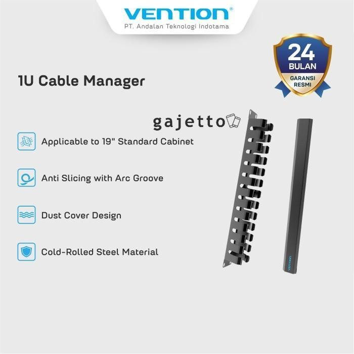 

Vention Kabel Manager 1U Rak Server Cable Manager - KHA