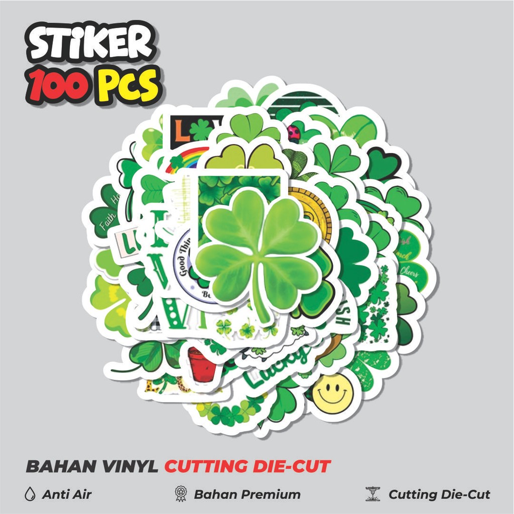 

Terbaru! 50 pcs Stiker Four Leaf Clover [Semanggi Berdaun Empat] Dekorasi Lucu Kreatif untuk Notebook, Skateboard, HP