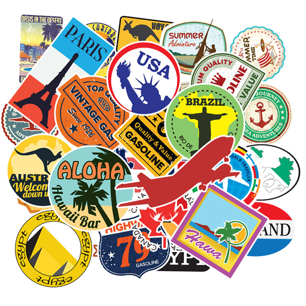 

10/30/50PCS Mixed Travel Graffiti Stickers Motorcycle Phone Luggage Phone Guitar Fridge Laptop PVC Waterproof DIY Cool Stickers