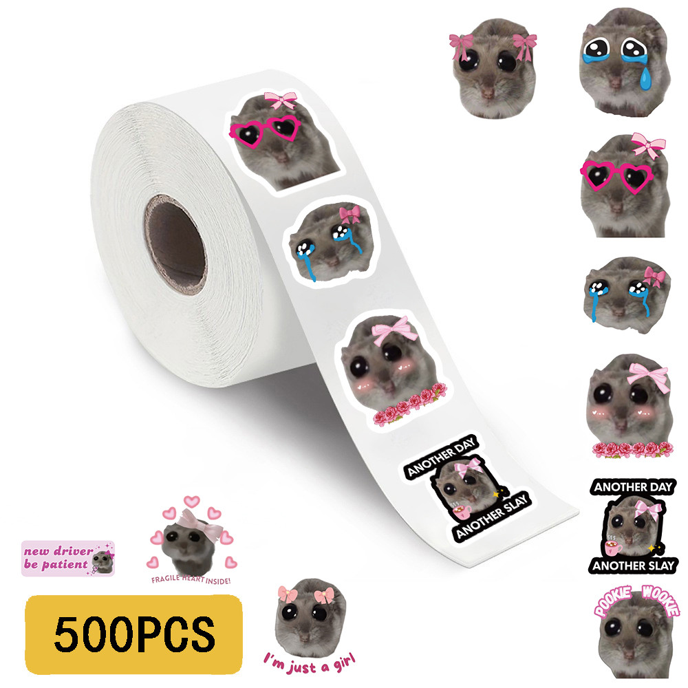 

500PCS Sad Hamster Stickers Graffiti Nostalgia Stationery Vintage DIY Scrapbook Laptop Luggage Phone Guitar Scrapbook Sticker