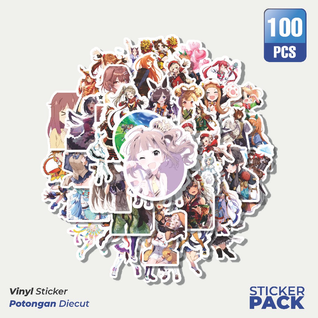 

Super Hemat! 100 PCS Stiker Anime Pretty Derby Waterproof Aesthetic- Untuk Laptop, Motor, dan Helm - Paper Stationery Pack