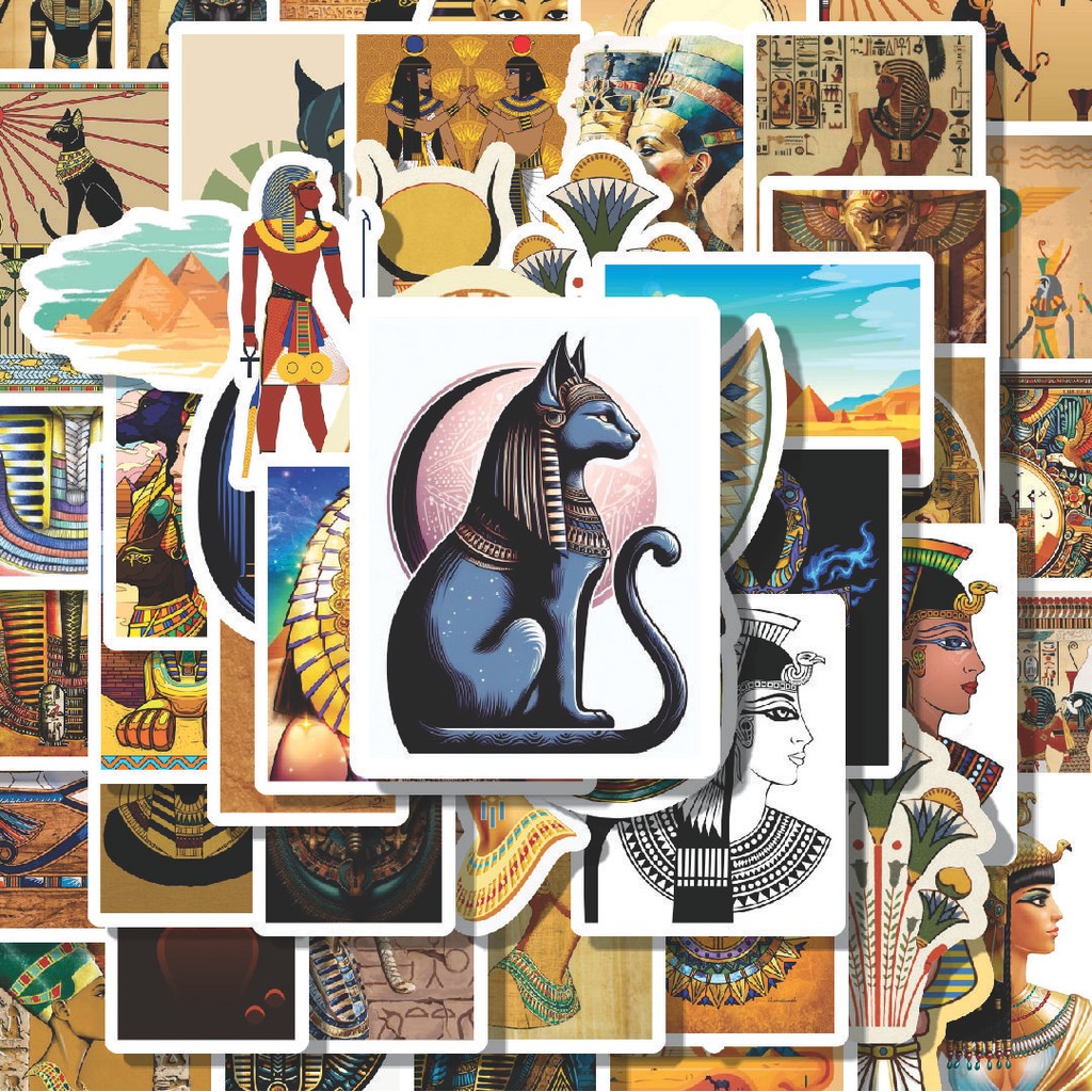 

100PCS Lucu Stiker Ancient Egypt [Stiker Mesir Kuno] Stiker Aesthetic Stiker Anti Air Stikers Berperekat Waterproof sticker decal buat Motor Helm Buku Journal Koper Casing HP Laptop Botol Minum Hadiah anak