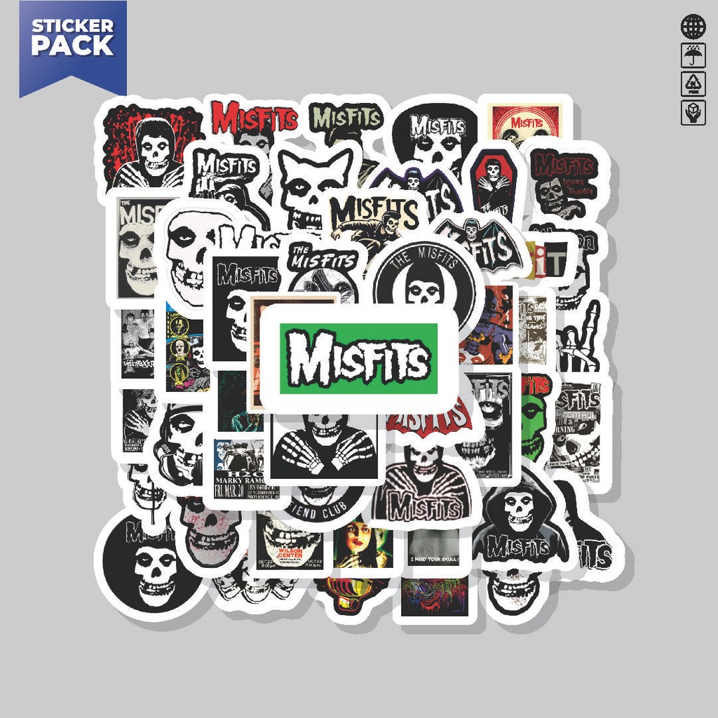 

[100PCS]Stiker Pack Stiker Band The Misfits Aesthetic Vinyl Anti Air Dekorasi Sticker Laptop Buku Journal Koper Helm Casing HP Gitar Helm Skateboard