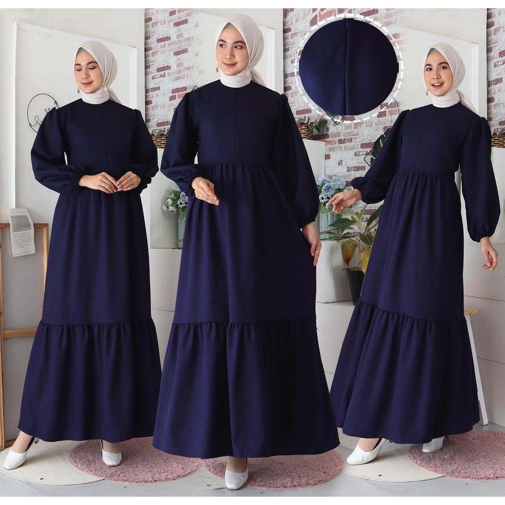 Gamis Malika Busui Maxi Dress Lengan Balon Fashion Muslim