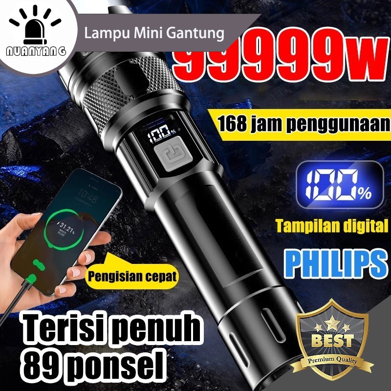 P50 Zoom Senter LED Super Terang 10000 Lumens USB Rechargeable senter kepala super terang lampu emer