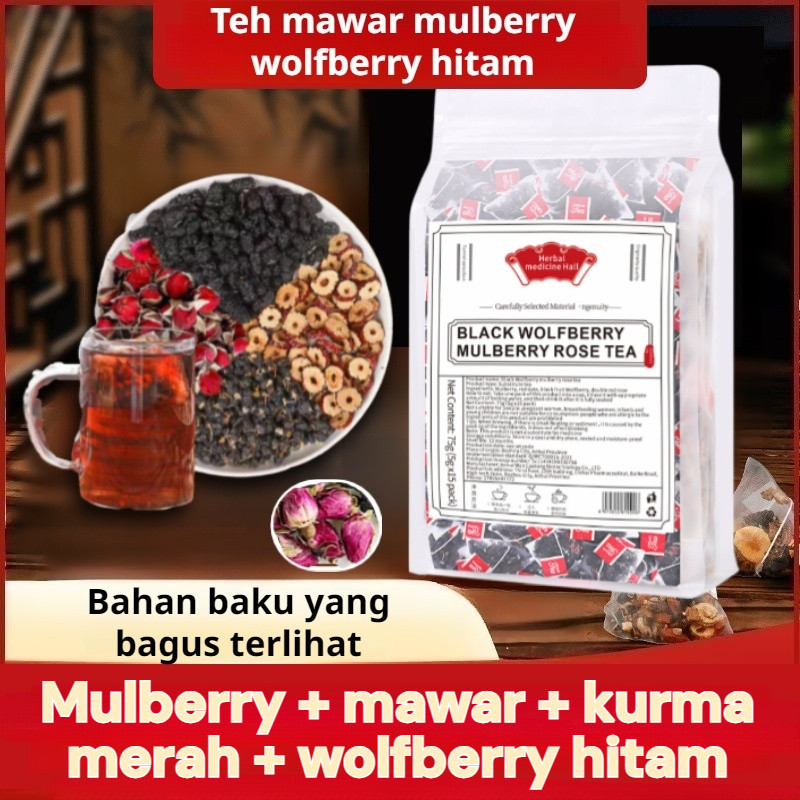 

❤【5g×15 bungkus】Teh Wolfberry Hitam, Mulberry, Mawar/Teh Bergizi/Teh Mawar Mulberry/Teh Bunga Dan Buah/Black Goji Berry Rose Tea Upgrade Goji Berry Tea Outlet Mulberry Outlet Tea