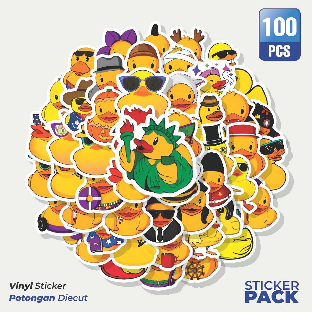 

Super Hemat! 100 PCS Stiker Funny Rubber Duck [Bebek Karet Lucu] Waterproof Aesthetic- Untuk Laptop, Motor, dan Helm - Paper Stationery Pack