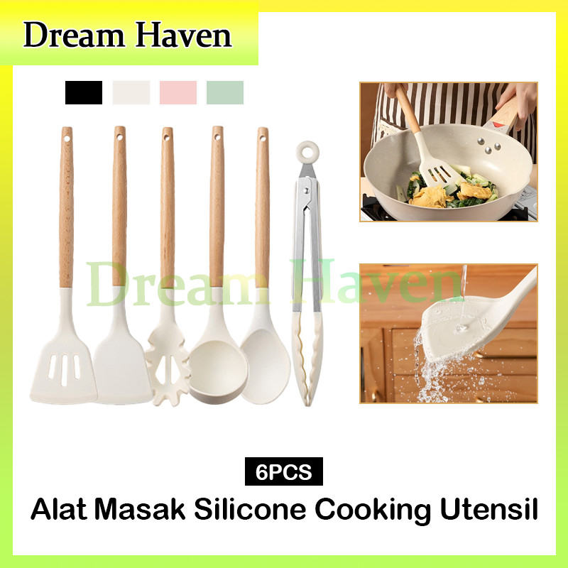 6 Pcs Alat Masak Silicone Cooking Utensil/Sutil Silicone Kitchen Set/Silicone Utensil Set