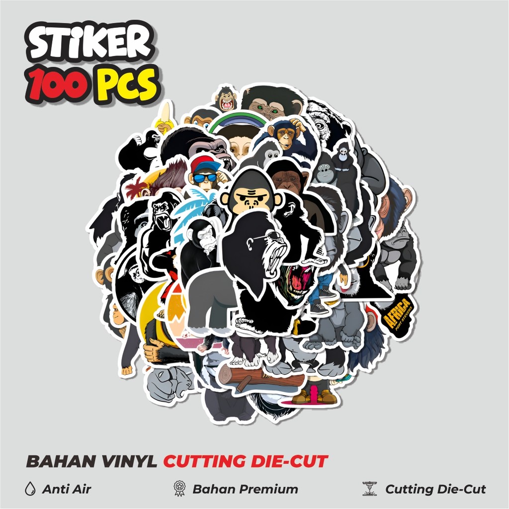

Terbaru! 50 pcs Stiker Simpanse Dekorasi Lucu Kreatif untuk Notebook, Skateboard, HP
