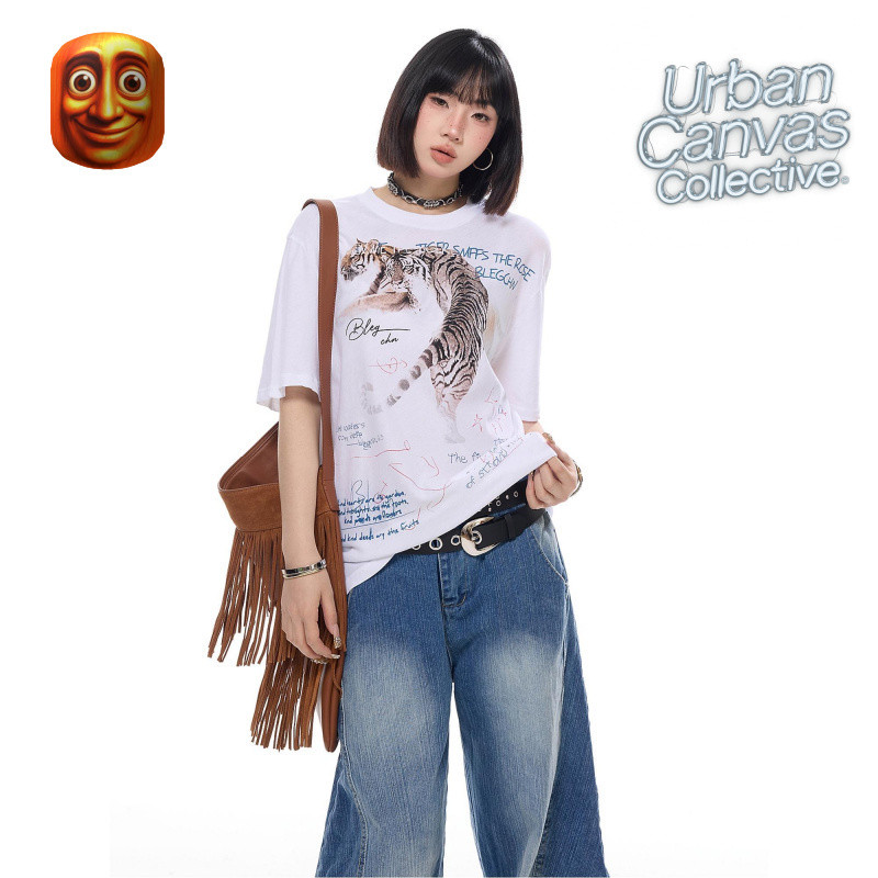 Fashion Reguler Fi Kaos bermotif COD T-Shirt Wanita Lengan Pendek Putih Oversize Slim Fit - Motif Ha