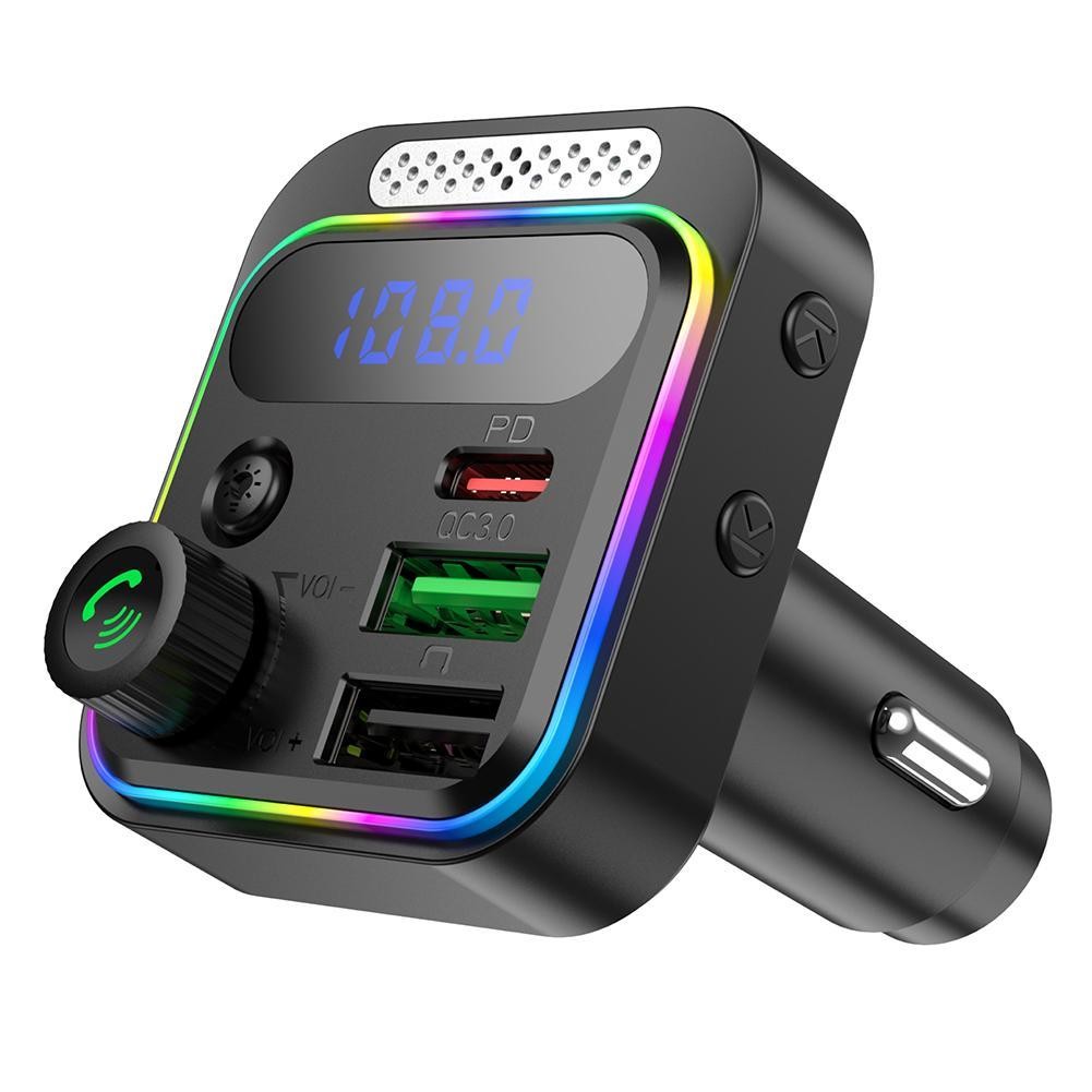 Car Bluetooth FM Transmitter Bluetooth 5.3 FM Transmitter 3 Ports Charger For Car FM/AUX Car Electro