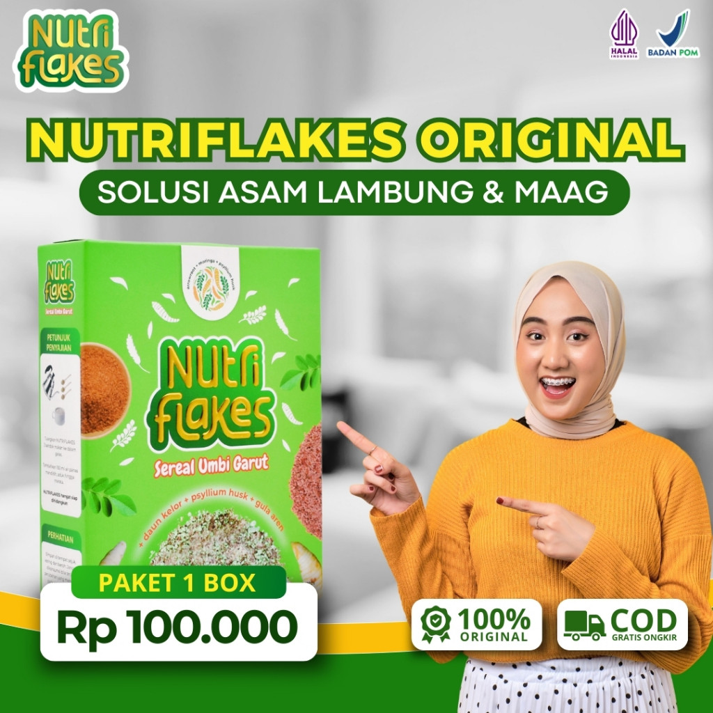 

Nutriflakes Sereal Sehat Solusi Atasi Magh, Gerd dan Asam Lambung Halal & BPOM