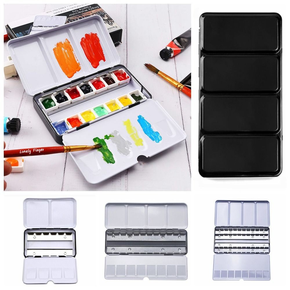 

Portable Painting Tools Drawing Supplies Empty Paint Palette Watercolor Storage Case Grids Slots Pigment Box