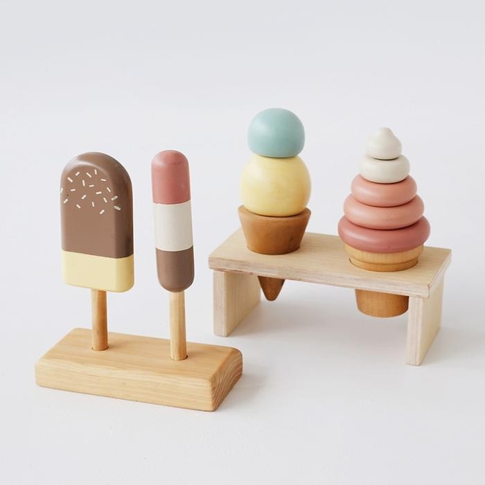 Ice Cream Set Gelato Wooden Toys No Join