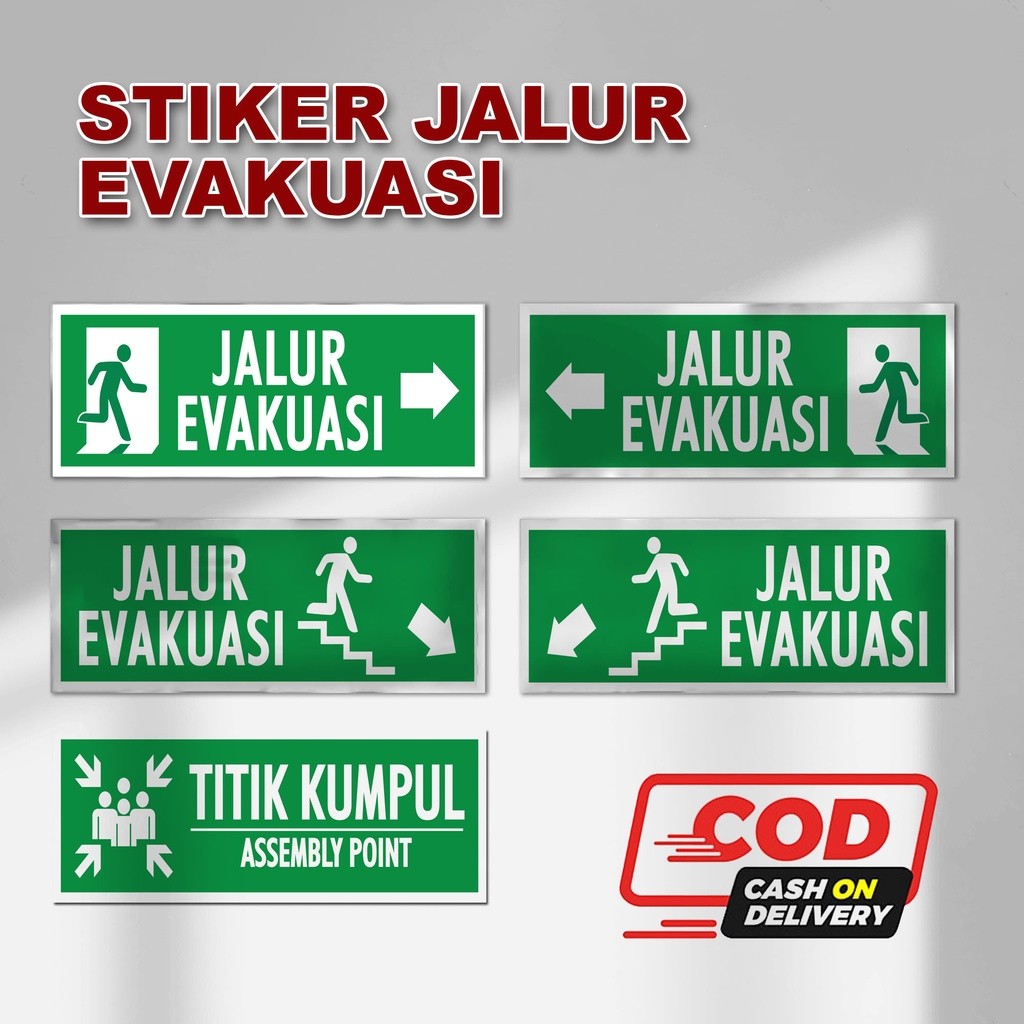 

0042 STIKER JALUR EVAKUASI | STICKER EMERGENCY EXIT | STIKER PERINGATAN