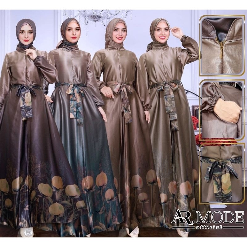 Gamis SET HIJAB Segi Empat Silk Allsize dan Jumbo