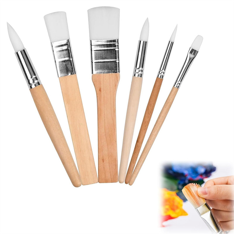 

【Home-Accessories】6 PCS Paint Brush Set, Artist Paint Brushes As Shown Wooden Paintbrushes For Acrylic Painting Painting Brushes