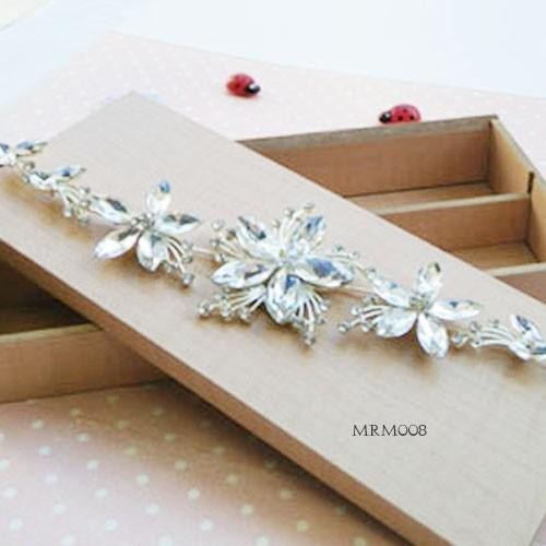 Tiara Bunga Kristal Silver Aksesoris Hijab Pengantin Modern MRM008A