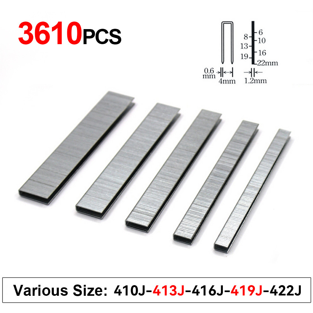 

3610Pcs 410J 413J 416J 419J 422J Staple Framing Tacker For Electric Stapler Gun Nailer Furniture Woodworking Nails Hand Tool