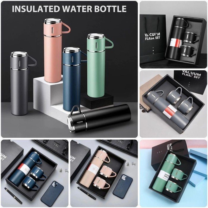 MUSO | TERMOS SULTAN VACUUM FLASK SET 3IN1 - THERMOS VACUUM 500ML FLASK GIFT SET PREMIUM WITH BOX DA