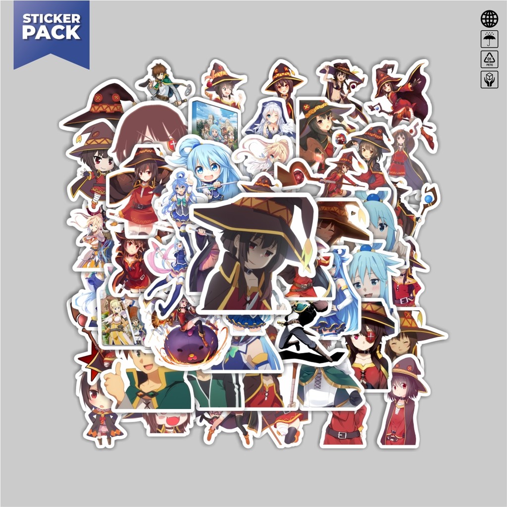 

[100PCS]Stiker Pack Stiker Anime Series Konosuba Character Mix Aesthetic Vinyl Anti Air Dekorasi Sticker Laptop Buku Journal Koper Helm Casing HP Gitar Helm Skateboard