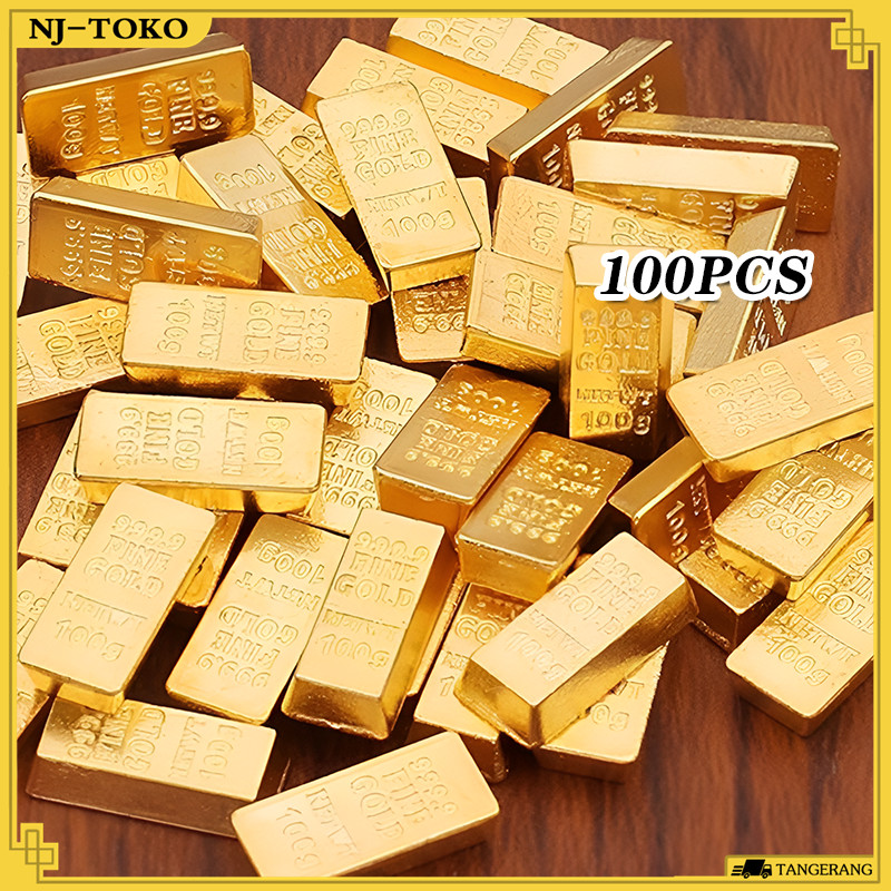 100PCS Batang Emas Simulasi Bahan Paduan Emas Batangan Palsu Untuk Menghasilkan Kekayaan Dan Kemakmu