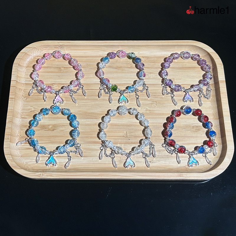COD Gelang Manik-manik Kristal Berwarna Ekor Ikan Gelang  Kristal Manik-manik kaca Gelang Korea-Ch